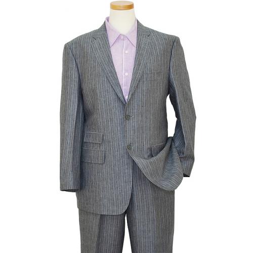 Inserch 100% Linen Gray / Lavender With Pinstripes  Suit 660167